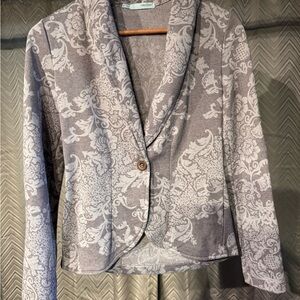 Maurices Gray and White Floral Shawl-Collar Blazer